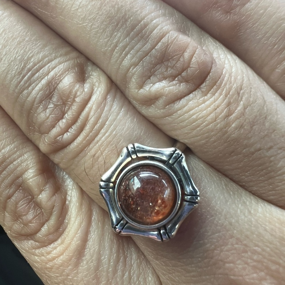 Rainbow Sunstone Silver Spinner Ring - image 1